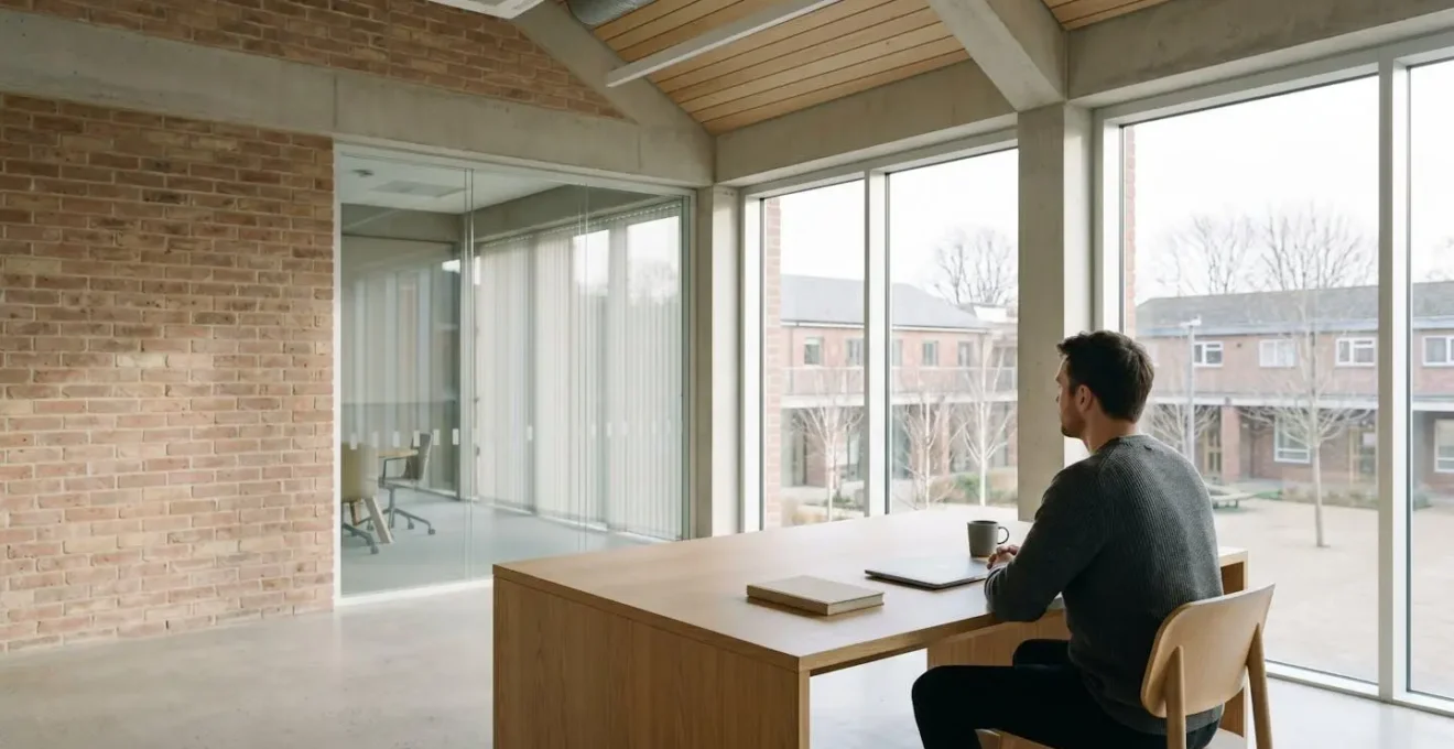 Professional reviewing digital credentials and career opportunities in modern UK workplace setting