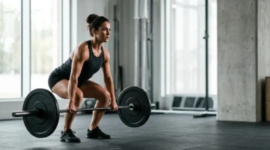 Athletic individual performing structured resistance training in a minimalist gym environment showcasing progressive overload principles