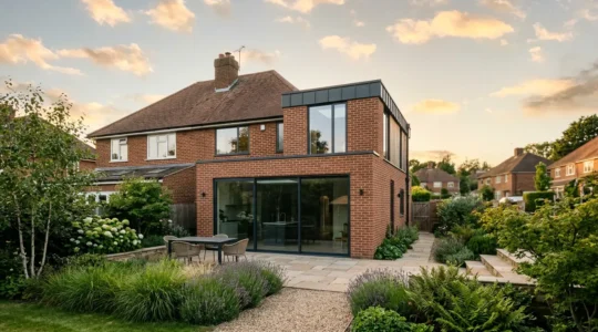 Modern UK semi-detached house with permitted development extension highlighting architectural potential and property value enhancement