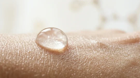 Close-up of healthy radiant skin with natural luminosity highlighting science-based skincare