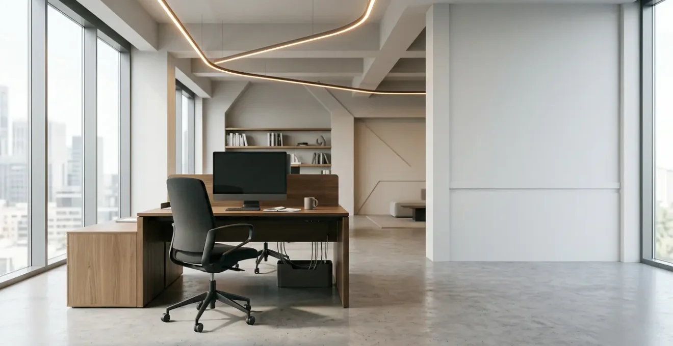 Modern workspace showing automated workflow systems saving time for small business operations