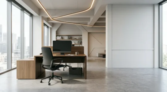 Modern workspace showing automated workflow systems saving time for small business operations