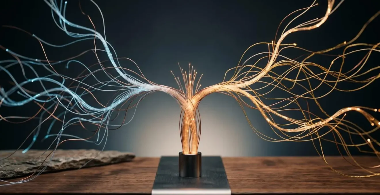 Abstract visual representation of branching email workflow paths responding to user behavior