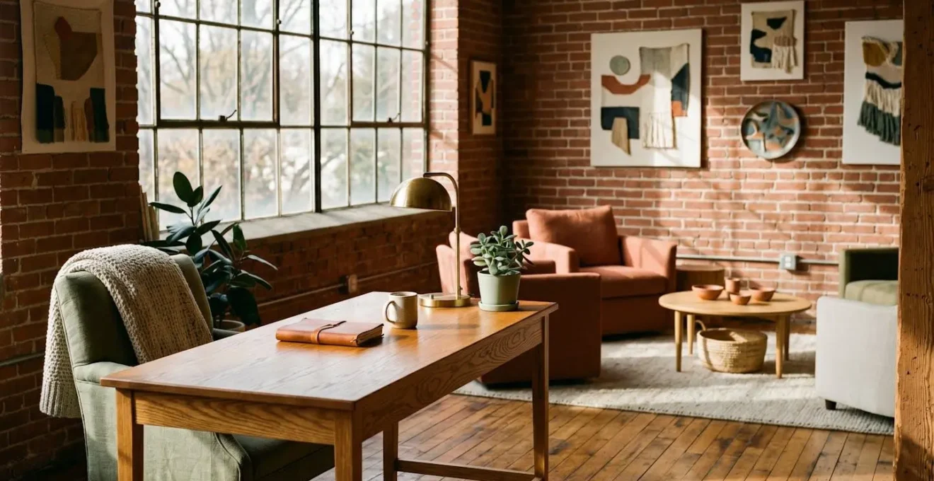 Intimate boutique coworking environment with personalized touches and community-focused design