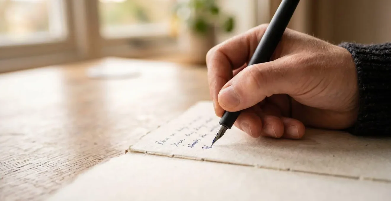 Macro detail of focused hands working on task with subtle depth of field in UK home workspace