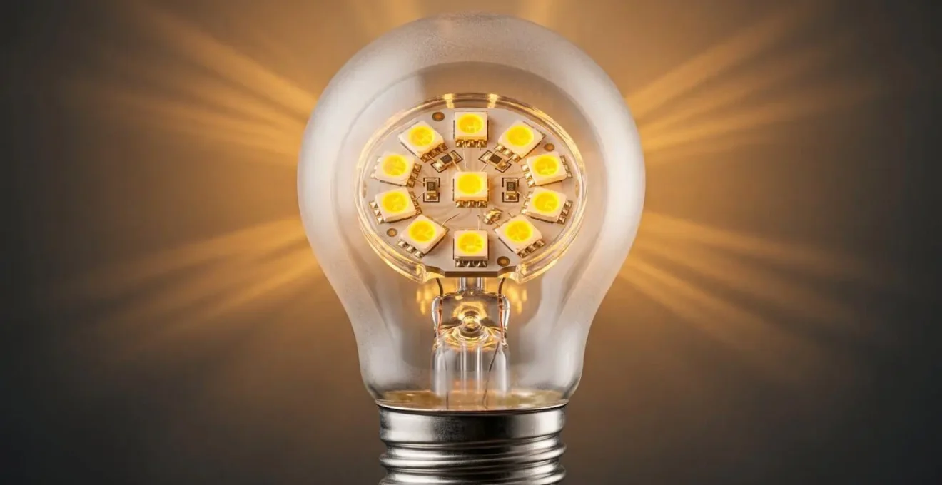 Close-up comparison showing LED bulb brightness and beam angle effects on perceived illumination in residential setting