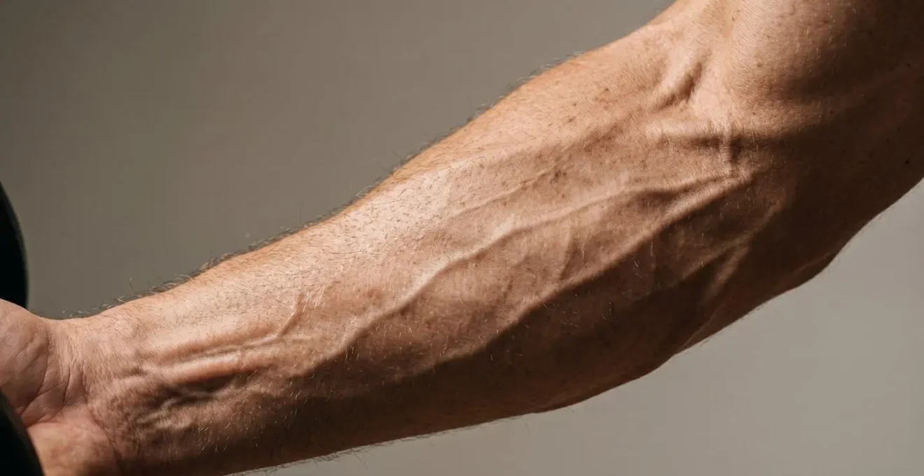 Macro detail of muscle tissue under controlled tension during eccentric phase showing fiber engagement and stretch-mediated stimulus