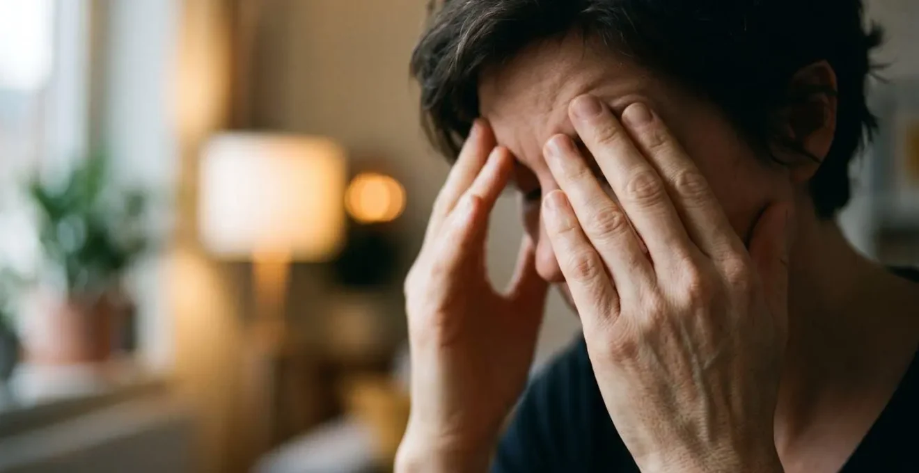 Close-up of hands showing stress response to constant digital notifications in UK remote work setting