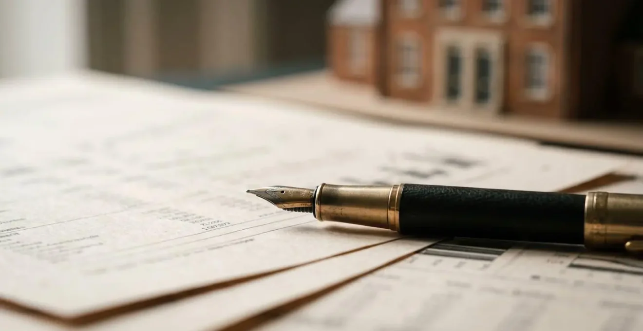 Close-up financial planning workspace showing strategic tax considerations for UK property investors